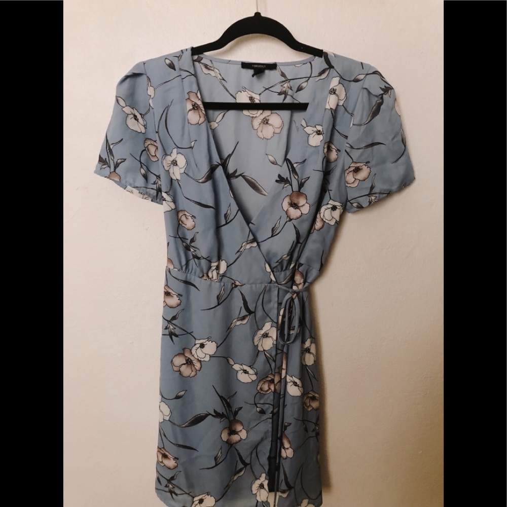 Baby blue F21 Short Wrap Dress